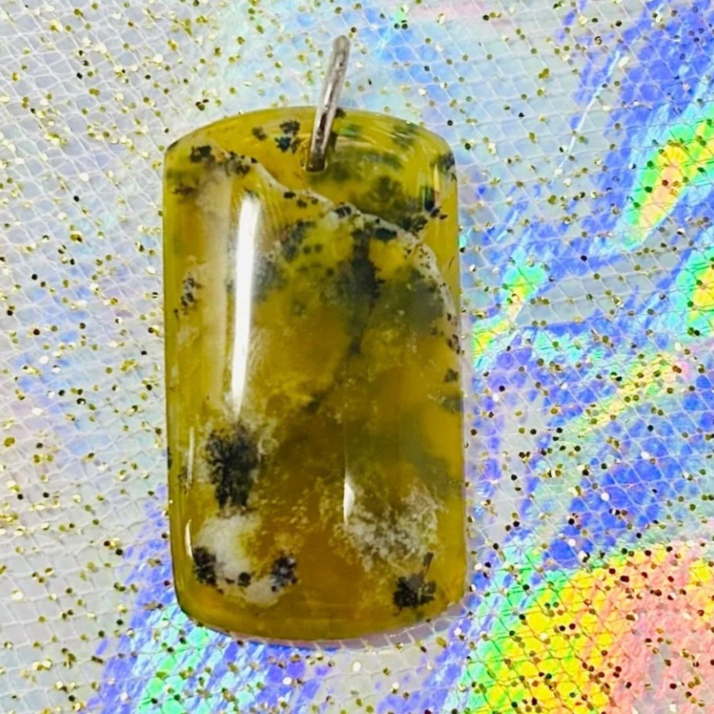 Polished Dendritic Jasper/Agate Stone Pendant ✨